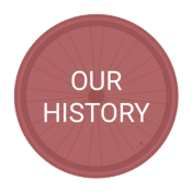 Wheel graphic with text that says "Our History"