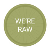 Wheel graphic with text that says "We're Raw"