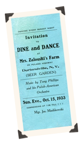 Dine and dance ticket from when the Barn was a dance hall
